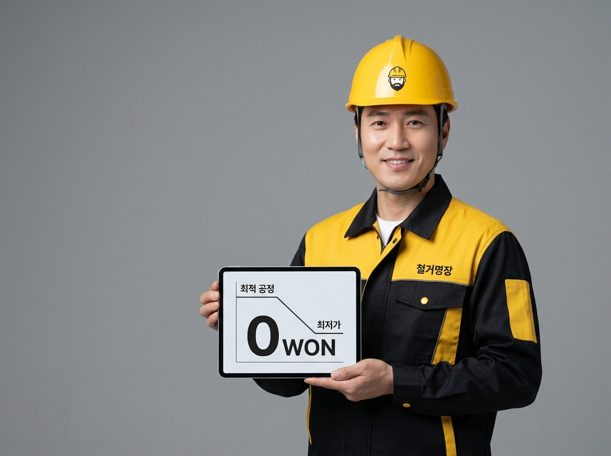 완벽하게 정돈된 스튜디오에서 최적화된 견적 태블릿을 든 산업안전기사의 전문적인 모습